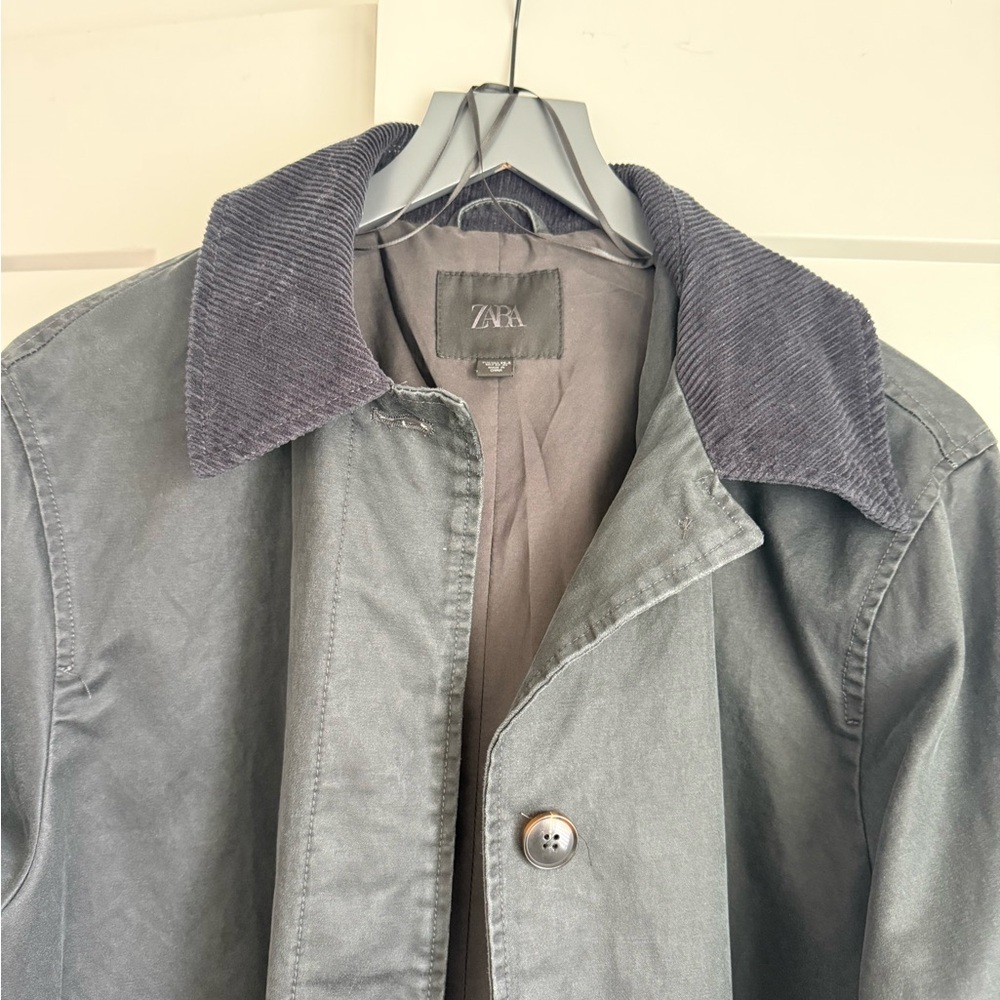 WAXED TRENCH COAT WITH CORDUROY COLLAR - Picture 4 of 5
